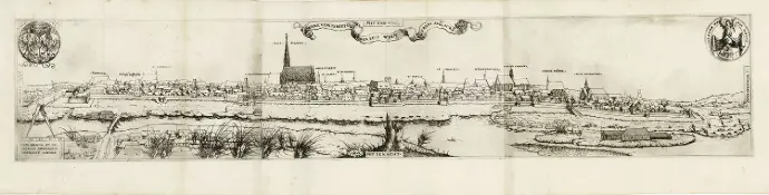 Augustin Hirschvogel: Nordansicht der Stadt Wien, 1547, Foto: Birgit und Peter Kainz, Wien Museum Panoramaartige Darstellung der Stadt Wien von Norden mit dem Stephansdom in der Mitte